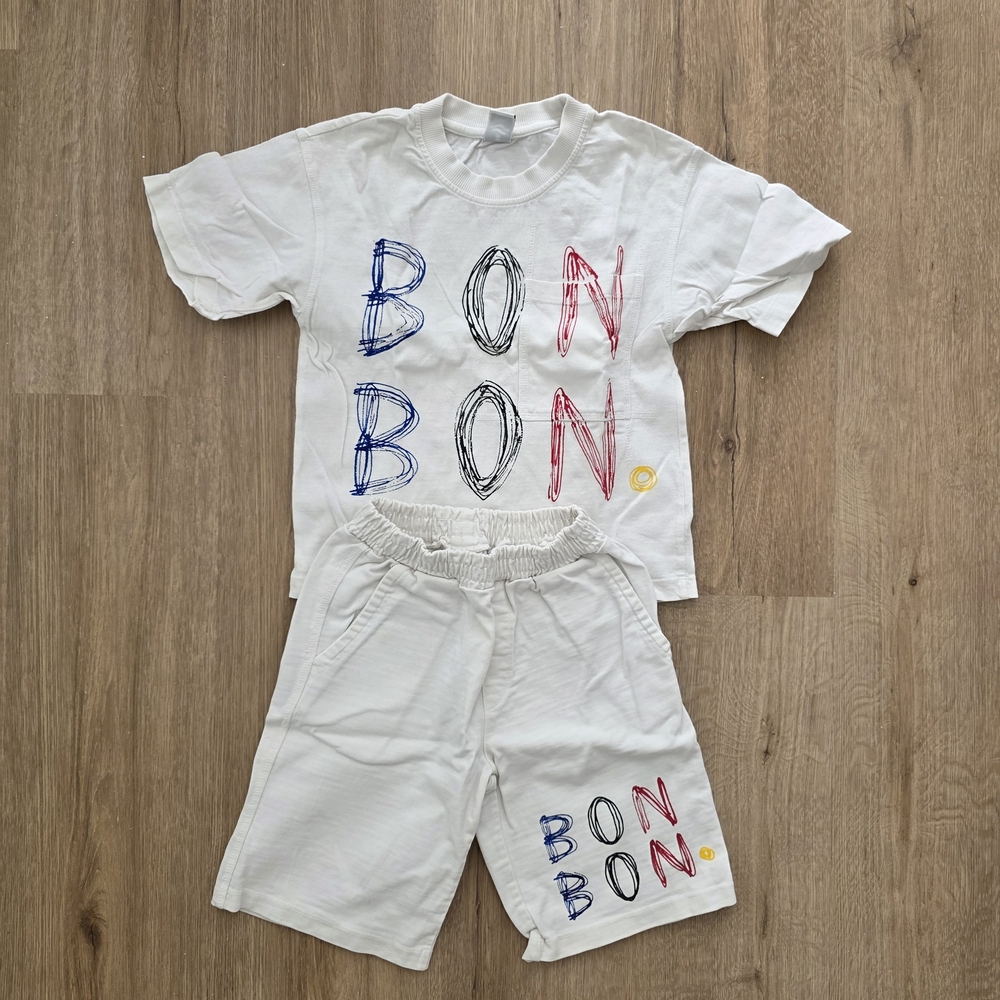Kids White and Multicolor Matching Set